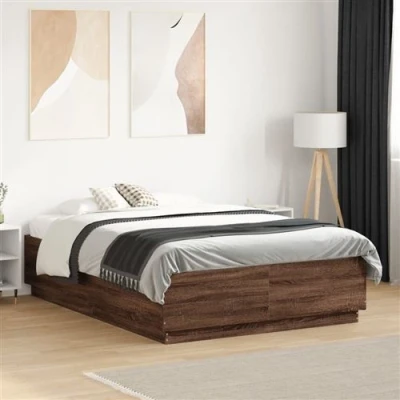 Afbeelding van vidaXL Bedframe met LED verlichting bruin eikenkleurig 140x190 cm