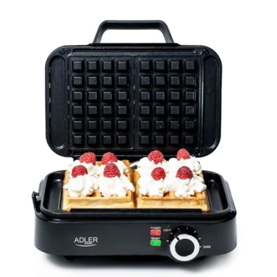 Afbeelding van Aigle Wafelmachine klein wafelijzer dubbel 1600 W verwarmingsniveau instelbaar twee klassieke wafels tegelijkertijd antiaanbaklaag 2 controlelampjes diepe wafelplaten