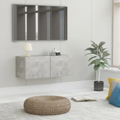 Afbeelding van Tv meubel 80x30x30 cm bewerkt hout betongrijs