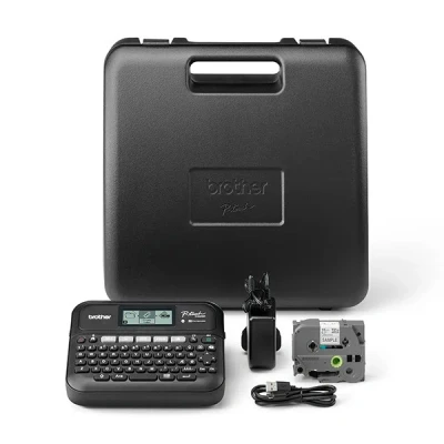 Image de Brother P Touch PT D460BTVP Étiqueteuse noir et blanc transfert thermique 18 mm de large 180 dpi jusqu&#039;à 30 mm/sec USB 2.0, Bluetooth 5.0 outil coupe aperçu avant impression, impression miroir, verticale
