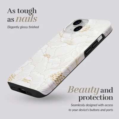 Afbeelding van Mio by Mobilize Hoesje Geschikt voor Apple iPhone 16e MagSafe Telefoonhoesje Hardcase Backcover Draadloos Opladen met Magnetische Ring Case White Roses Wit