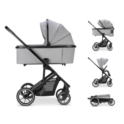 Afbeelding van Osann kinderwagen Juntos Licht grijs Complete set Kinderwagen, Reiswieg, Buggy Voor kindjes van 0 tot 22 KG Plat opvouwen Lichtgewicht