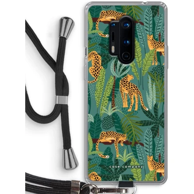 Afbeelding van Case Company® hoesje met Koord geschikt voor OnePlus 8 Pro Luipaard 2 Telefoonhoesje Zwart Bescherming aan alle Kanten en Over de Schermrand