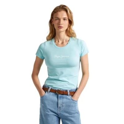 Image de Pepe Jeans New Virginia Ss N T shirt pour femme, Bleu (Aqua Blue), XXS