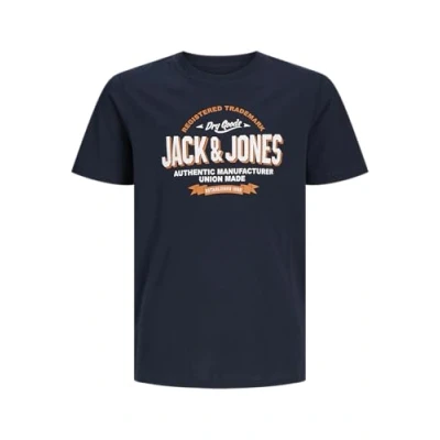Afbeelding van Jack &amp; Jones Junior Jjelogo Oneck Tshirt print voor kinderen, Maat: 128, Navy blazer