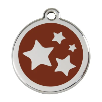 Afbeelding van Star Brown roestvrijstalen hondenpenning large/groot dia. 3,8 cm RedDingo