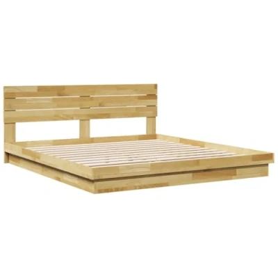 Afbeelding van vidaXL Bedframe hoofdeinde zonder matras 200x200 cm massief hout eiken