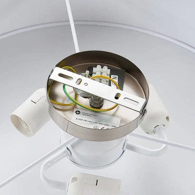 Afbeelding van Lindby plafondlamp 3lichts Stof, metaal H: 17 cm E27 bruin, wit, mat nikkel