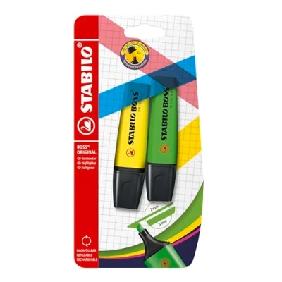 Afbeelding van Stabilo Boss Original markeerstiften, geel/groen, 2 stuks