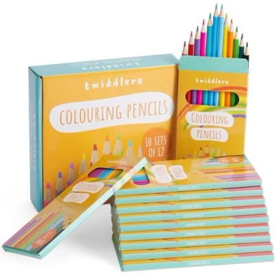 Afbeelding van THE TWIDDLERS 120 Kleurpotloden voor Kinderen &amp; Volwassenen (10x12 Stuks) 17,5cm Lengte Uitdeelcadeautje