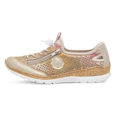 Afbeelding van Rieker Sneakers laag, Dames, Maat: 40, Beiges Kunststof/ textiel