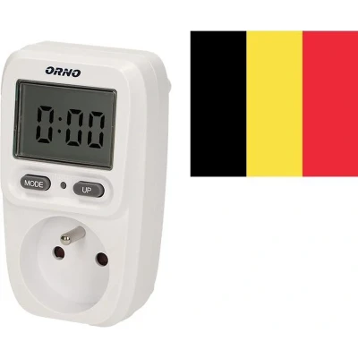Afbeelding van Energiemeter Verbruiksmeter met LCD display Penaarde elektriciteit max. 3680 Watt Kwh meter voor in stopcontact Type E Energiekostenmeter tijd Stroomverbruik thuis Wit