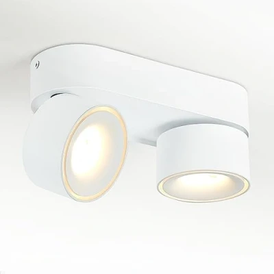 Afbeelding van Budbuddy 2 x 12 W led plafondspots, draaibaar, plafondlamp, schijnbaar, wit, spots, binnen, modern, voor hal, woonkamer, kantoor, winkel en meer, 3000 K
