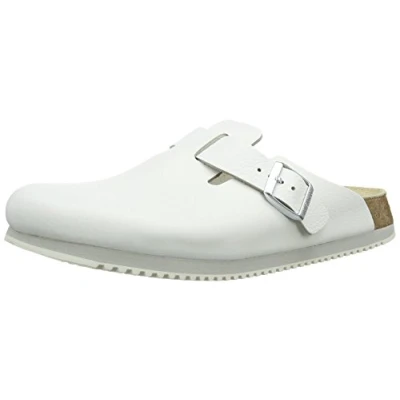 Afbeelding van Birkenstock, Mannen, Pantoffels, Boston Super Grip Natuurlijk Leer Normaal, Wit, (44)