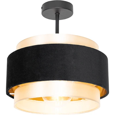Afbeelding van QAZQA Moderne plafondlamp zwart met goud Elif