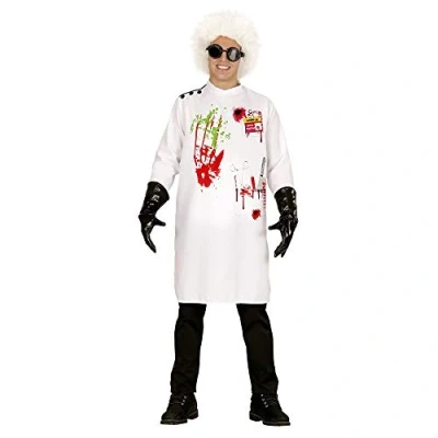 Afbeelding van Widmann Monster &amp; Griezel Kostuum Maffe Wetenschapper Dr Wacko Wit / Beige Large Halloween Verkleedkleding