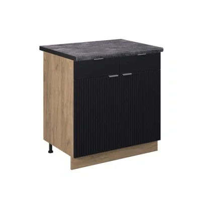 Afbeelding van Vicco Keukenonderkast Fame Line, Zwart gestreept/Krachtige eik goud, 80 cm , WB Antraciet