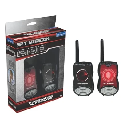 Afbeelding van Lexibook, TW12SPY Spy Walkietalkies, 200 m, communicatiespel voor kinderen, 2 communicatiekanalen, riemclip, zwart/rood,