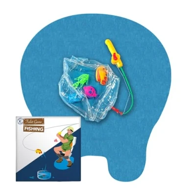 Afbeelding van Vistoiletset, complete set, set voor toilet/toilet, premium kwaliteit, visset, 1 mat, vishengel, 4 magnetische vissen, mini aquarium, gemaakt door OriginalCup®