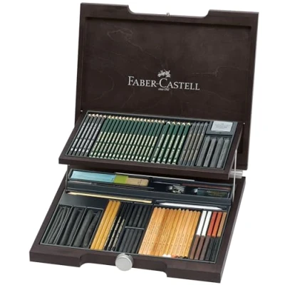 Afbeelding van Faber Castell Pitt Monochromos Artist set houten koffer 86 delig FC 112971