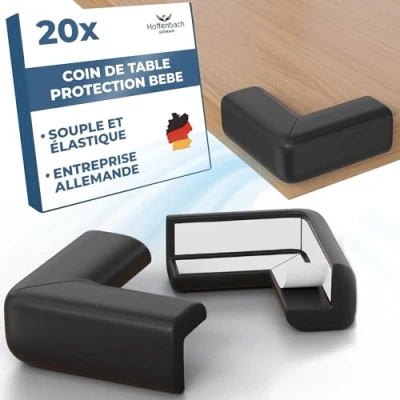 Afbeelding van Hoffenbach 20 stuks babyhoekbeschermers kinderbeveiliging voor tafel zelfklevend stootbescherming baby&#039;s en kinderen zwart