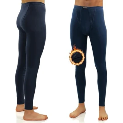 Afbeelding van Sesto Senso Lange thermische onderbroek voor heren, 100% katoen, warm, licht, functioneel ondergoed, basislaag, Donkerblauw