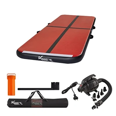 Afbeelding van KM Fit Airtrack Turnmat 4 m Gymnastiekmat Opvouwbaar Incl. elektrische pomp &amp; patch kit Rood