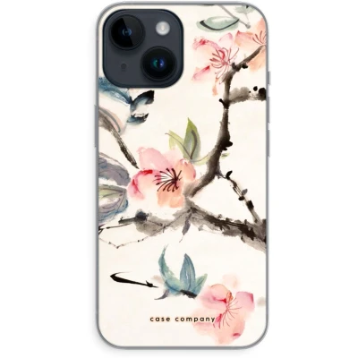 Afbeelding van Case Company® hoesje geschikt voor iPhone 14 Japanse bloemen Soft Cover Telefoonhoesje Bescherming aan alle Kanten en Schermrand