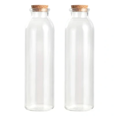 Afbeelding van Magic Season Decoratieve glazen flessen met kurksluiting (350 ml ronde flessen/2 stuks)