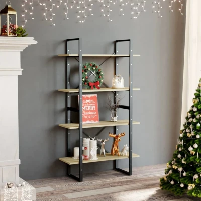 Afbeelding van Boekenkast met 4 schappen 80x30x140 cm spaanplaat sonoma eiken