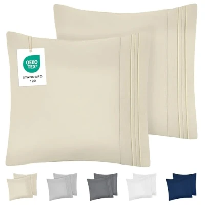 Afbeelding van Dreamzie Kussensloop, 60 x cm, van geborstelde microvezel, Oeko Tex gecertificeerd, zachte kussensloop met geborduurde motieven, beige, 2 stuks