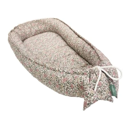 Afbeelding van Molis&amp;Co Babynest 90 x 50 cm Verloopstuk voor wieg of Co sleeping Babynestje, katoen, draagbaar reisbed, Oeko Tex 100 pioenroos