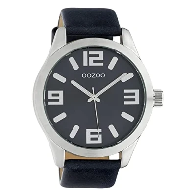 Afbeelding van Oozoo Dameshorloge met leren band Classic Color Line XL 47 mm, Donkerblauw C10236, Riemen