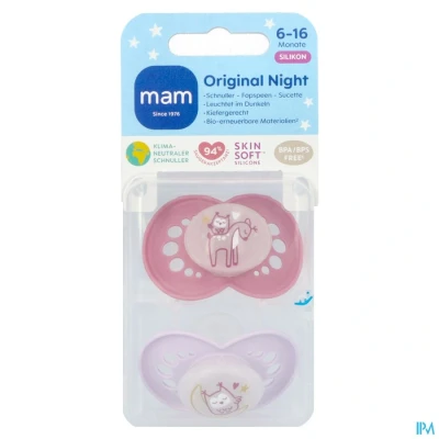 Image de Mam Original Night Sucette Silic.pure 6 16m Rose 2