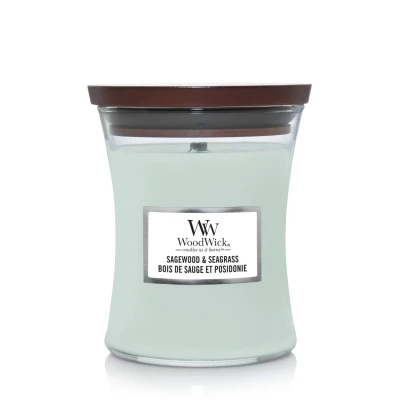 Afbeelding van WoodWick Geurkaars Medium Sagewood &amp; Seagrass 11 cm / ø 10