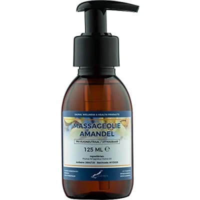 Afbeelding van Massageolie Amandelolie 125 ml met pomp 100% natuurlijk biologisch en koud geperst