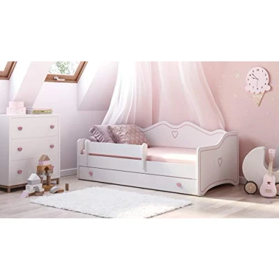 Afbeelding van KOBI Emma kinder en jeugdbed, wit bed voor kinderkamer tienerkamer, 180 x 80 cm, jeugdbed met lade, meisjeskamer (EMMA/SZ/180/R)