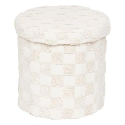 Afbeelding van Atmosphera Opvouwbare Poef Geruit Ø38xH38cm Beige