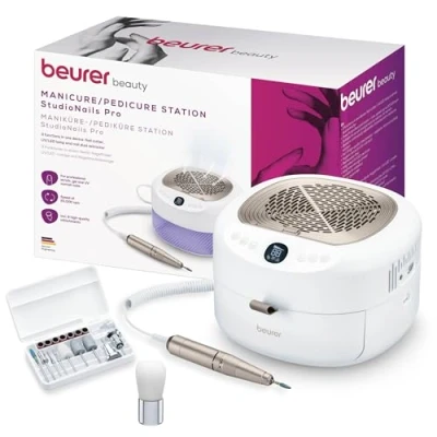 Afbeelding van Beurer MP 200 StudioNails Pro Elektrische Nagelvijl &amp; Nagelfrees Complete Manicure Pedicure set Geschikt voor Gelnagels, Acrylnagels UV Lakken 3 in 1 Nagelstudio incl. LED/UV lamp Nagelstofafzuiger 9 opzetstukken Jaar Garantie