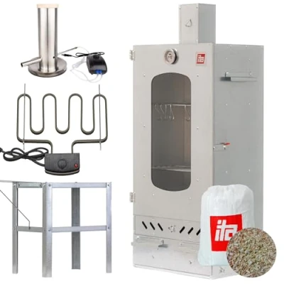 Afbeelding van ITA Elektrische rookoven, 7012, smokerset met verwarming, tafel, rookgenerator, kast raam en open haard, gelegeerd staal, EU kwaliteit, directe fabrikant