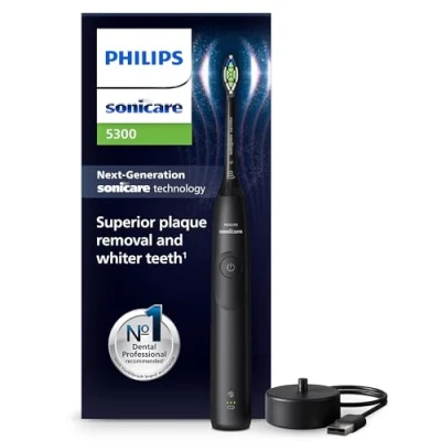 Afbeelding van Philips Sonicare 5300 Series Elektrische Tandenborstel Zwart Wittere tanden HX7101/01