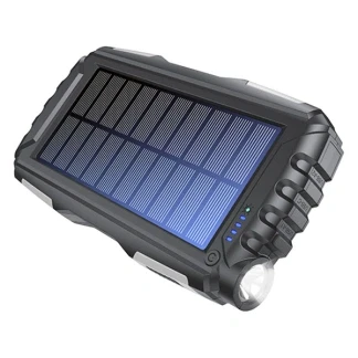 Afbeelding van Denver PSO 20010 MK2 Solar powerbank 20000 mAh Antraciet Zaklamp, Statusweergave