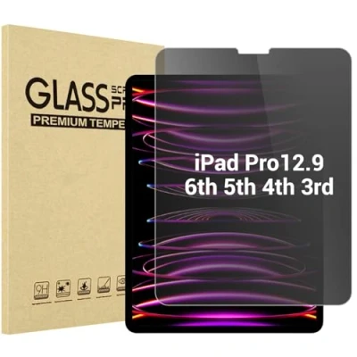 Afbeelding van ProCase Gehard glas voor iPad Pro 12.9 in 2022, 2021, 2020, 2018, anti spionagefilms, schermbescherming, krasbestendig, 0,33 mm dikte, hardheid 9H