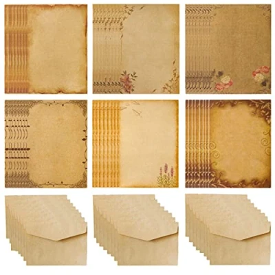 Afbeelding van HCRXVV 48 vellen briefpapier met 24 enveloppen, perkamentpapier DIN A5, aan beide zijden bedrukt, geschikt voor certificaatpapier, liefdesbrief