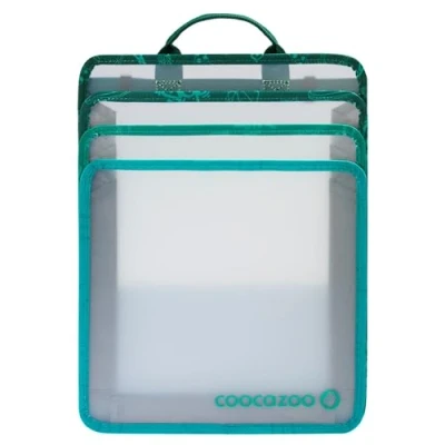 Afbeelding van coocazoo Opvouwbare archiefdoos met draaggreep om ruimte te besparen uittrekbare zijkanten, map voor schoolrugzakken, vanaf de 3e klas, nietjesbox mint