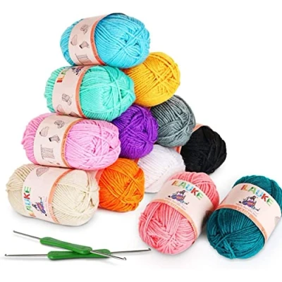 Afbeelding van ilauke Haakgaren 600 g (12 x 50 g) wol voor het breien van acryl wol, serie wegwerp handbreigaren, katoengaren haken, en handwerk, 12 kleuren