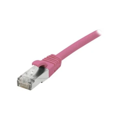 Image de deXlan Cordon de raccordement RJ 45 (M) pour 3 m SFTP CAT 6a sans halogène, crochet rose