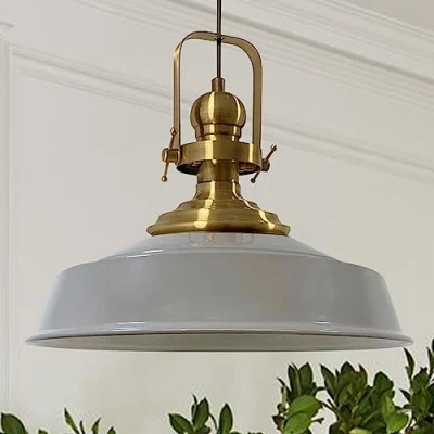 Afbeelding van Bamyum Asletl Hanglamp Industrieel Wit Ø41cm, Pendelarmatuur E27 Keukenlamp Vintage Woonkamer