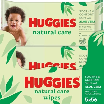 Afbeelding van Huggies Natural Care Billendoekjes 280 babydoekjes 5 x 56
