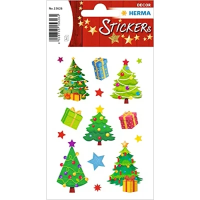 Afbeelding van HERMA 15626 kerststickers, glitterpapier, stickers, kerstdecoratie, zelfklevend, permanente etiketten voor Kerstmis, geschenken, doe het zelf adventskalender, kleurrijk